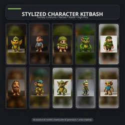 Whimsical Creature Character Kitbash Collection High-Poly Pack 3D Print Model in Sculpture 637282