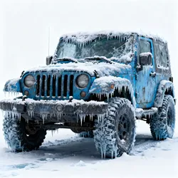 Frozen Damaged Off Road Jeep 3D Model V02 Low-poly 3D model