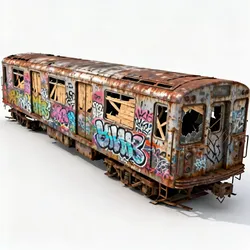 Graffiti Ghost Ruined Subway Car 3D Model Low-poly 3D model
