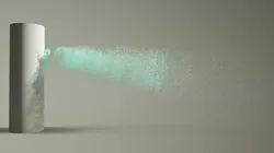 Jet aircraft tail-shaped colored particle engineering white 3D model