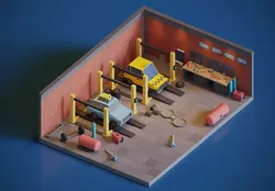Low-poly Garage Low-poly 3D model