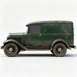 Realistic 30s Delivery Panel Van 3d model Low-poly 3D model