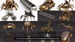 The Clockwork Menagerie Steampunk Insect And Vehicle Collection 3D Model Pack