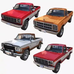 80s American pickup trucks 3D Model Pack