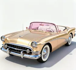 Champagne Gold Vintage Convertible 3D Model Low-poly 3D model