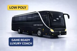city  Coach Bus  Low Poly Game Ready Low-poly 3D model