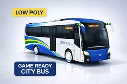 City Public Transport Bus Low-poly 3D model
