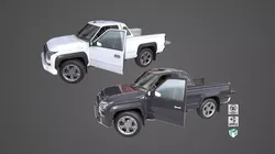 Generic Pickup Truck 01 Black and White Rigged All PBR Textures Low-poly 3D model
