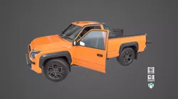Generic Pickup Truck 01 Orange Rigged All PBR Unity UE Textures Low-poly 3D model