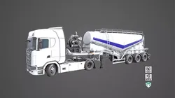 Generic Truck 06 Chassis Cement Trailer White All PBR Textures Low-poly 3D model