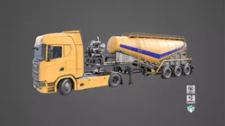 Generic Truck 06 Chassis Cement Trailer Yellow All PBR Textures Low-poly 3D model