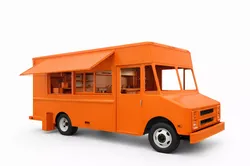 Orange Food Truck Modern Street Food  Mobile Kitchen Vehicle 3D model
