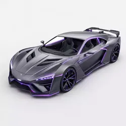 Premium Silver Futuristic Hypercar Advanced Concept Vehicle 3D model