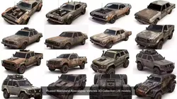 Rusted Wasteland Apocalypse Vehicles 3D Collection 3D Model Pack