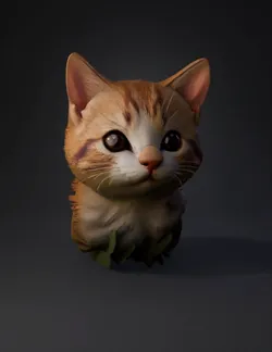 A cute little kitten sitting peacefully on lush green grass In the ba