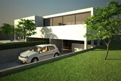 Modern House With Garage Scene 3D model
