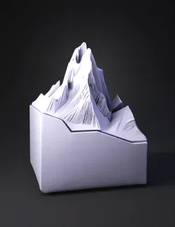 mountain block diorama with cross section rock surfaces