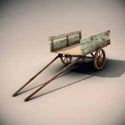 Mule Cart Low-poly 3D model