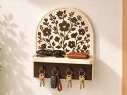 Soporte para llaves floral con bandeja - Montaje en pared - Modelo de impresión 3D gratuito