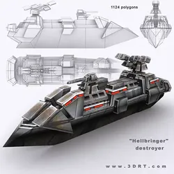3DRT - Sci-Fi Naval Vessel - Hellbringer2 Low-poly 3D model