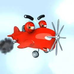 Airplane cartoon rigged Low-poly 3D model