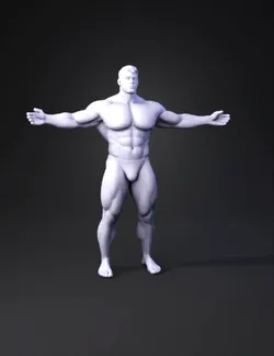 muscular bodybuilder figure with defined abs and arms in white briefs