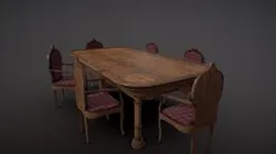 Wooden Table/Chair | Low-Poly | Game-ready