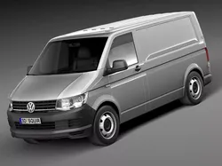 HQ LowPoly Volkswagen Transporter Panel Van T6 2016 3D model