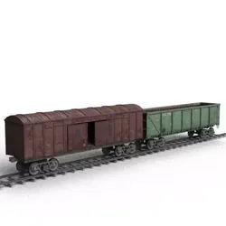 Railroad car on rails Low-poly 3D model