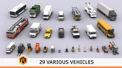 29 HQ Vehicles - Mega Collection Low-poly 3D model