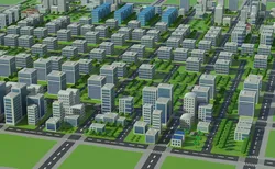 Down town city scape Low-poly 3D model