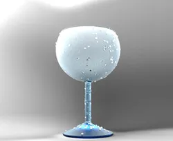 frozen wine glass with droplets (random pattern from parametric shapes in excel & Creo)