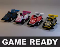 Lego race cars Low-poly 3D model