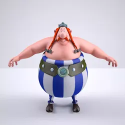 Obelix Low Poly with 4k Texture and Displacement map  Low-poly 3D model