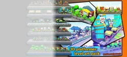3D platformer level art pack Low-poly 3D model