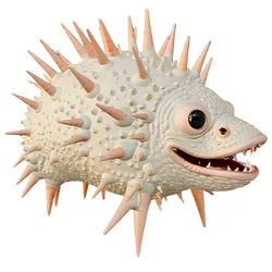 Angry Spiky Pufferfish Monster Fish