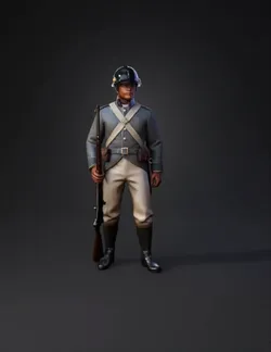Haz el modelo de un soldado de 1800 de la batalla de rivas en costa ri