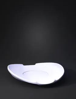round metal serving tray with shallow rim and grip recesses gray
