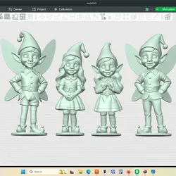 4 pack of Christmas elf Fairies, standing, on stands