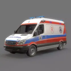 Ambulance Game Ready Low-poly 3D model