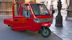 Asian Delivery Trike with Open Body Red 3D model