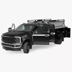 Black Chassis Cab with Service Body Rigged 3D model