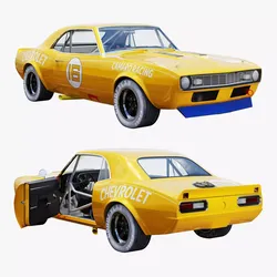 Chevrolet camaro 1968 racing 3D model