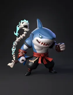 Create a stylized 3D game character based on this sprite sheet Chara