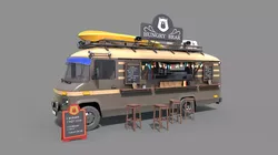 Hipster Food Truck Low-poly 3D model
