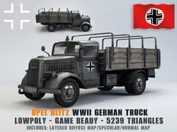 Low Poly Opel Blitz Truck Low-poly 3D model