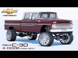 Pickup 1963 C30 4 Door Long Bed 3D model