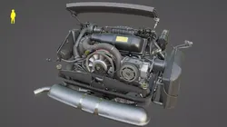 Porsche 911SC Engine with 915 Gearbox Low-poly 3D model