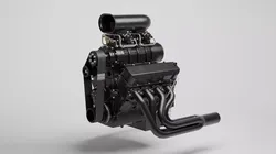 Powerful Supercharged V8 Engine Black 3D model