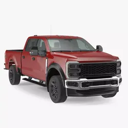 Red Heavy Duty Pickup Truck 3D model